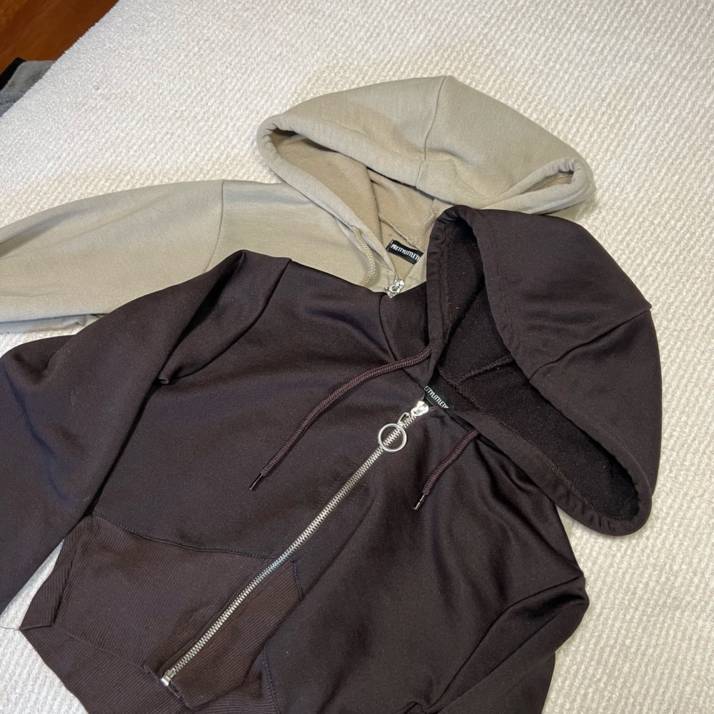 two PLT crop zip hoodie’s